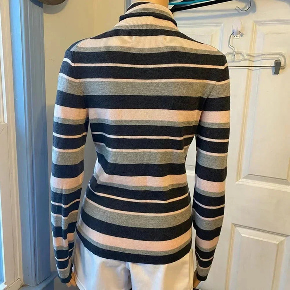 Banana Republic Merino Wool Turtle Neck Striped Soft Cozy Sweater Women Size M - Picture 5 of 6